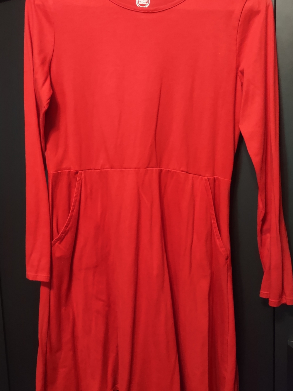wonder nation Red Long-Sleeve Knit Dress with Front Pockets